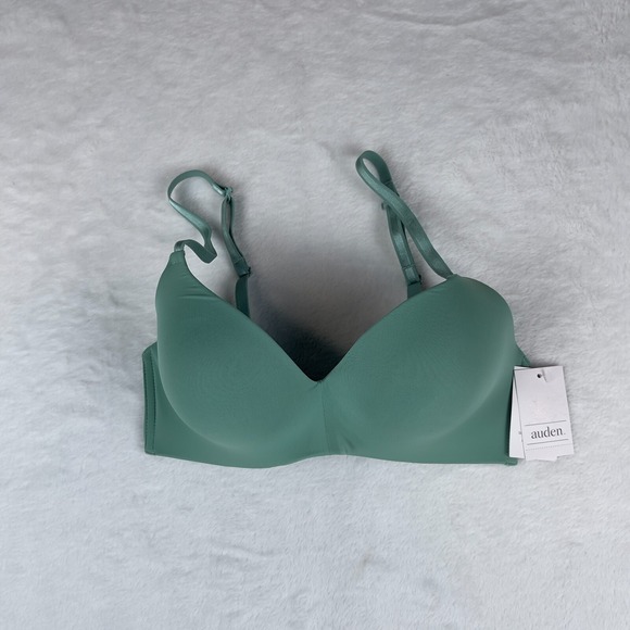 Auden Bliss Lightly Lined Wirefree Bra Women's 32C Tidal Flow Green Soft Comfy - Picture 1 of 4